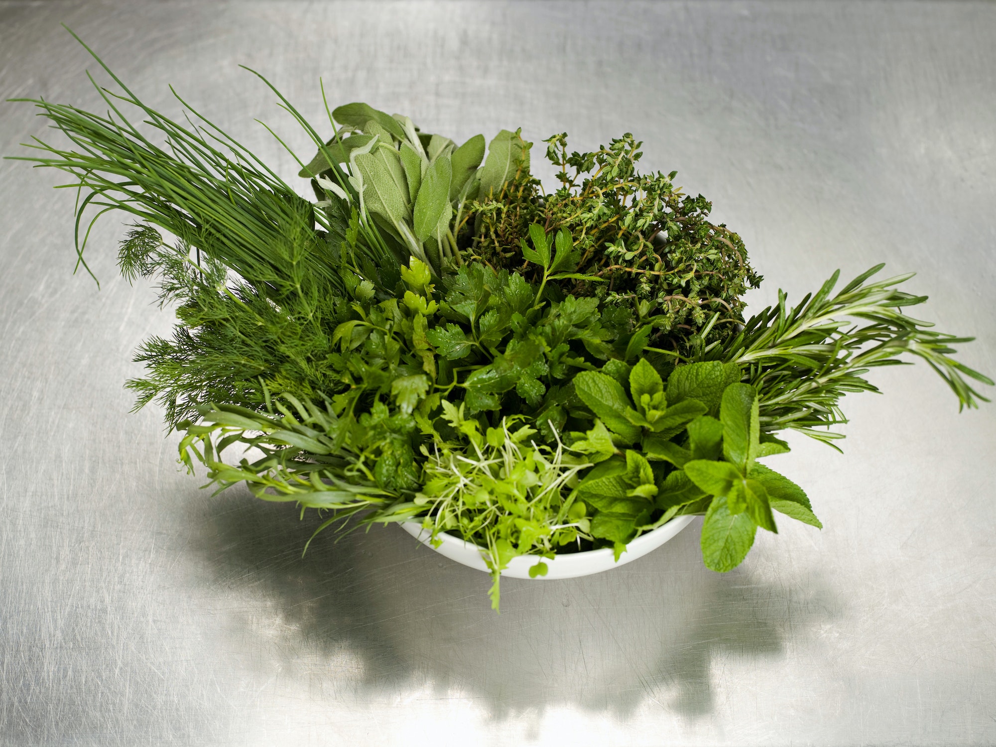 A bowl of fresh herbs