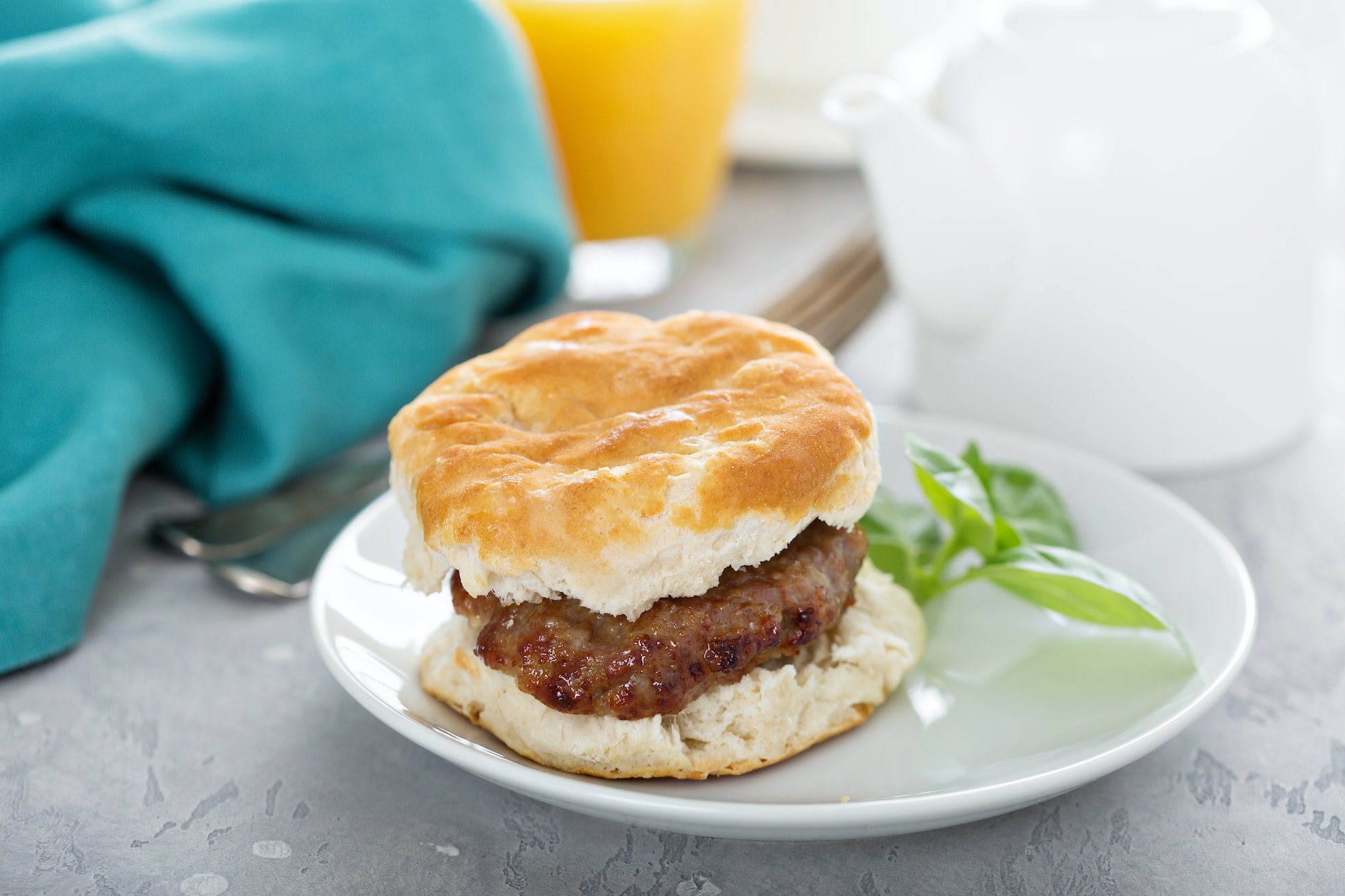 Breakfast biscuit with sausage