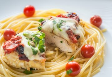 Baked chicken with parmesan and mozzarella