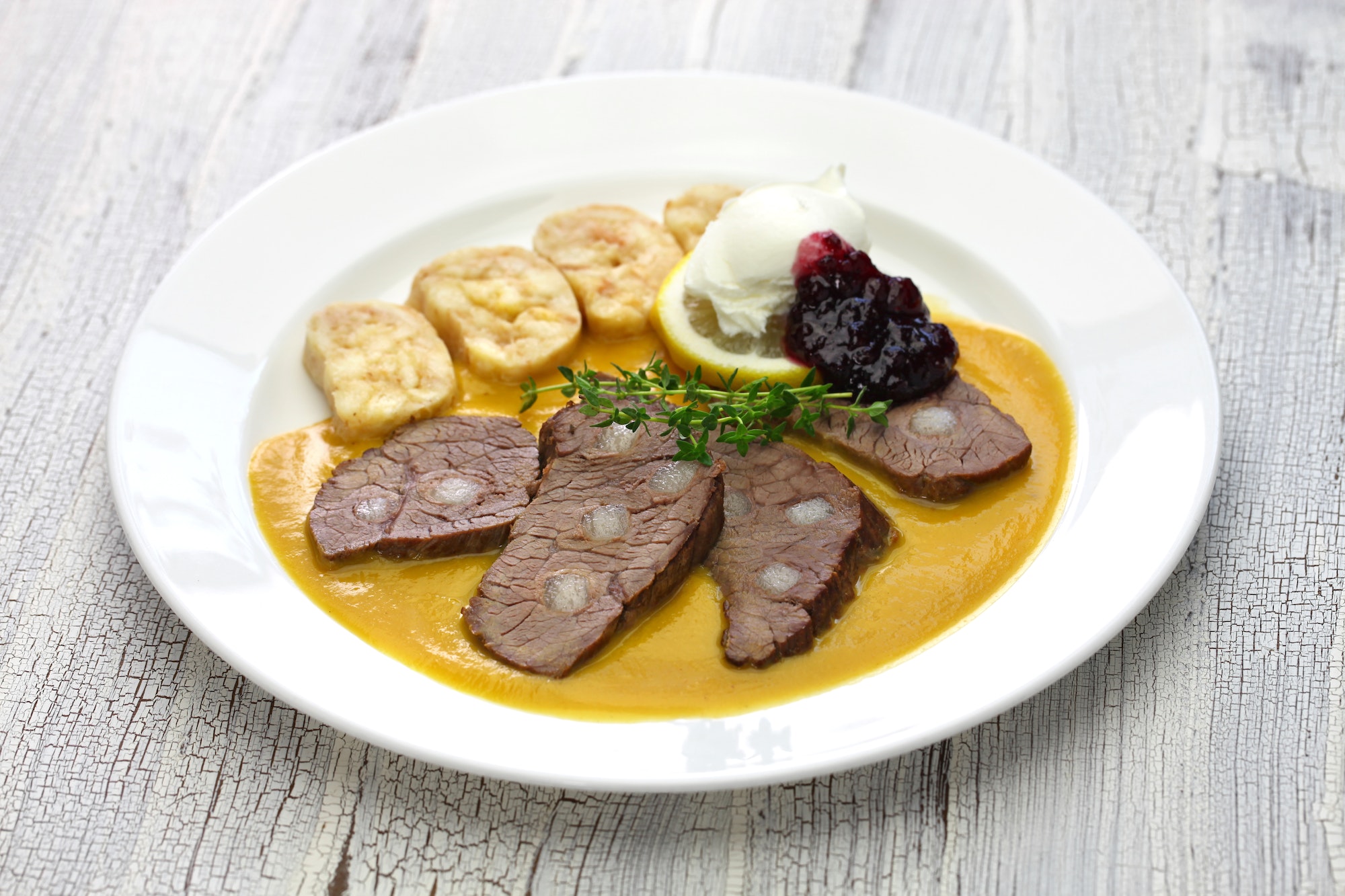 svickova na smetane, traditional Czech cuisine