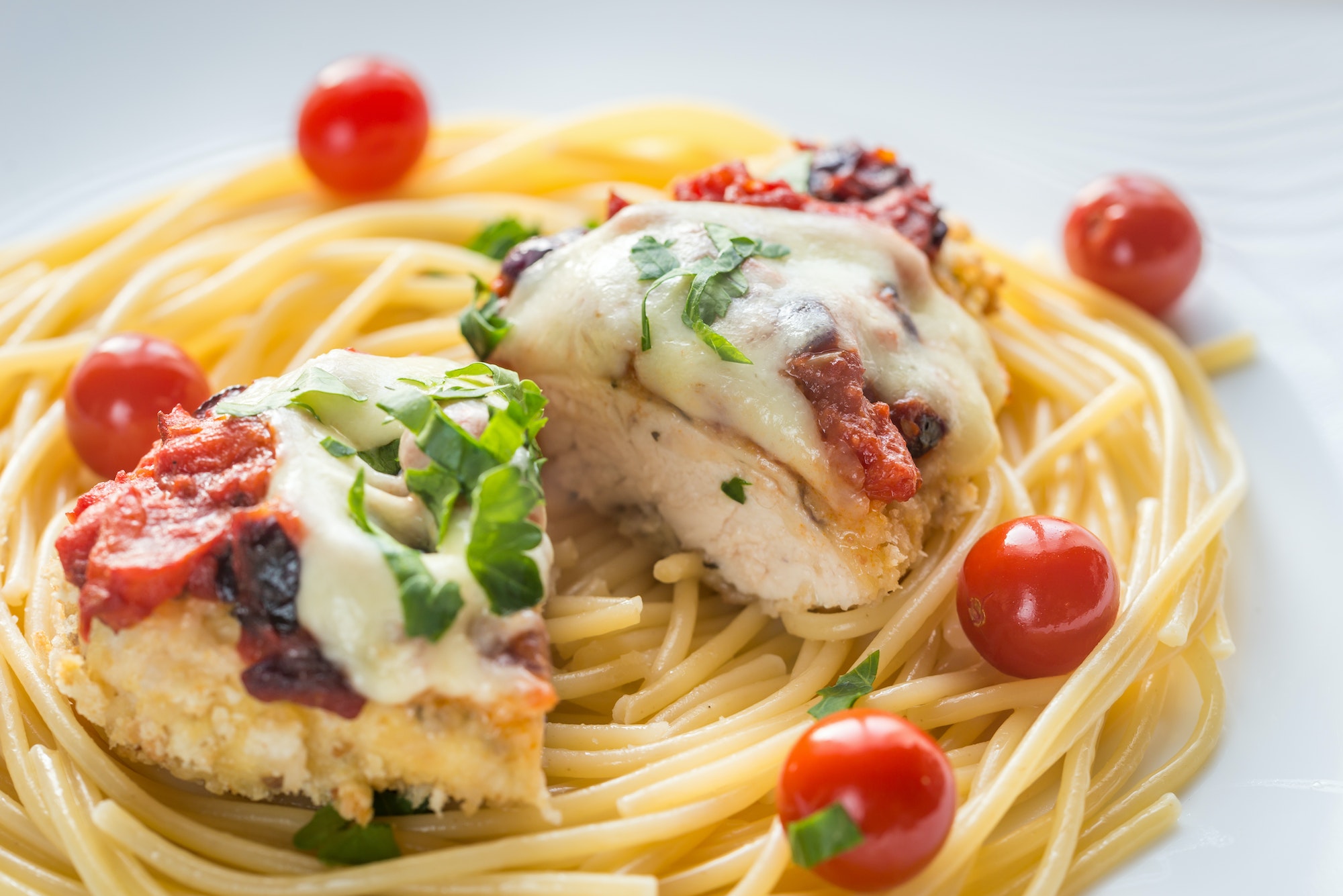 Baked chicken with parmesan and mozzarella